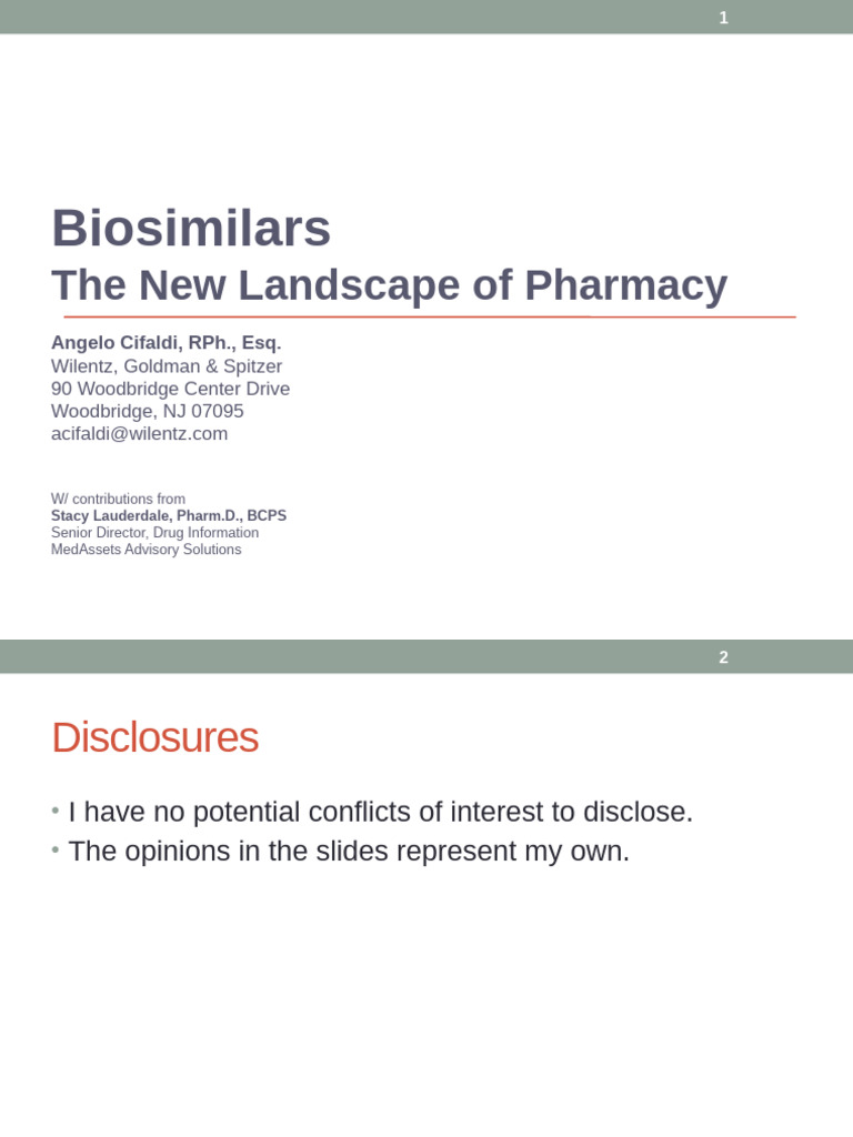 Biosimilars Presentation Edited 1122016 3 Pdf Pharmacy Medical