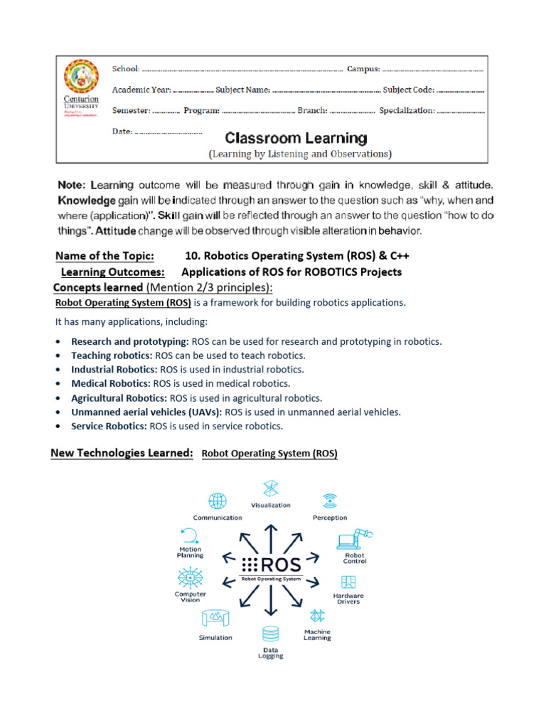 ROS Applications in Robotics Projects | PDF