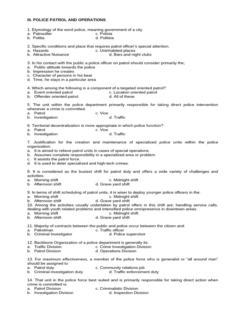 Police Patrol Operations Overview | PDF | Police | Crimes
