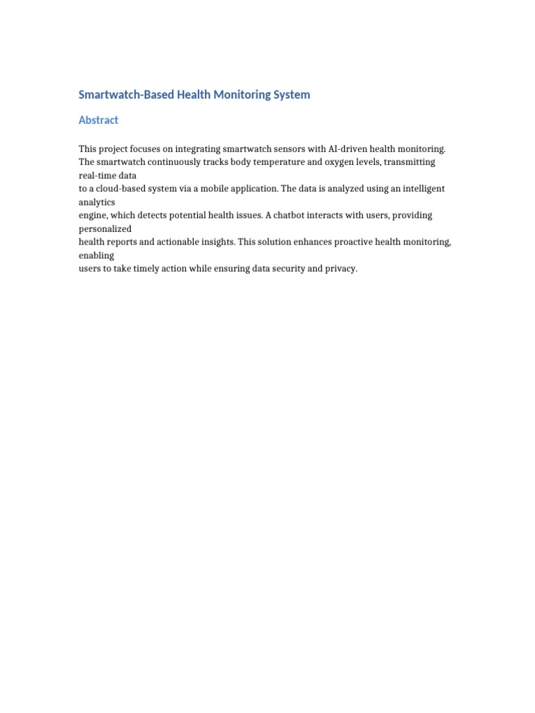 Smartwatch Health Monitoring Abstract | PDF