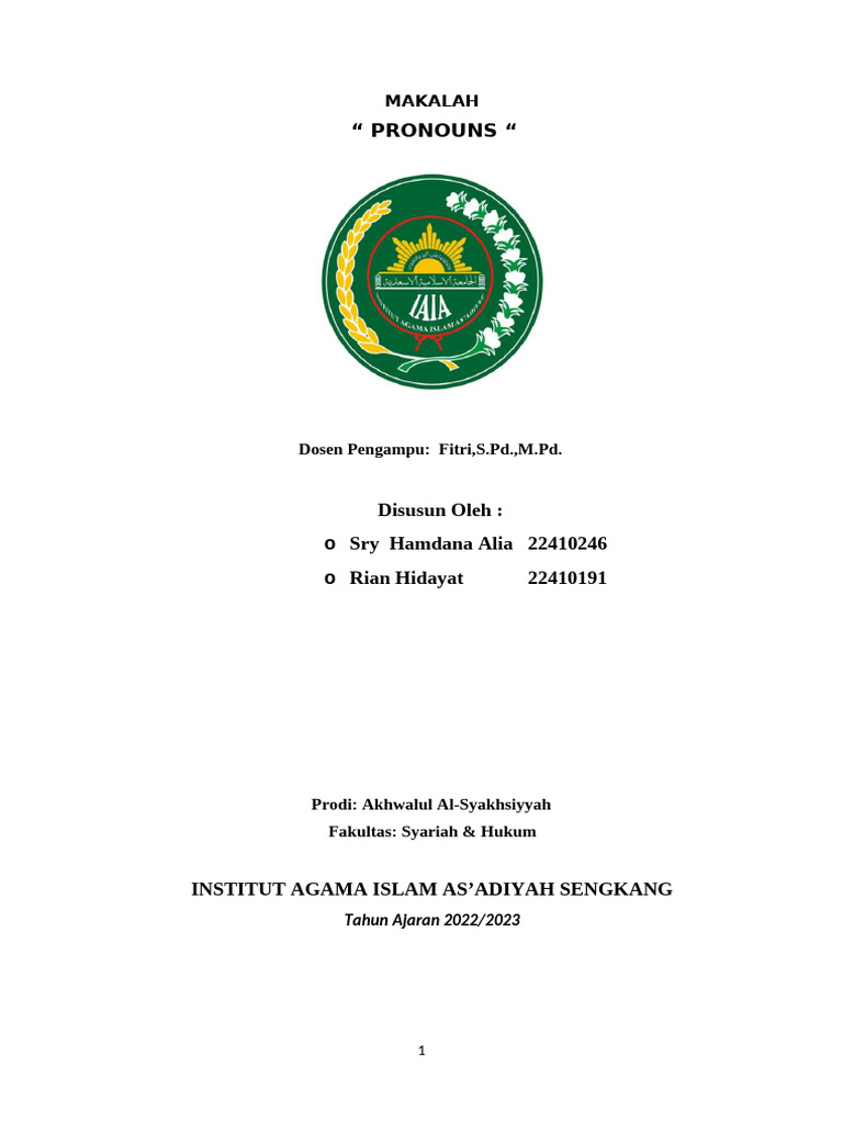 Panduan Lengkap tentang Pronouns | PDF