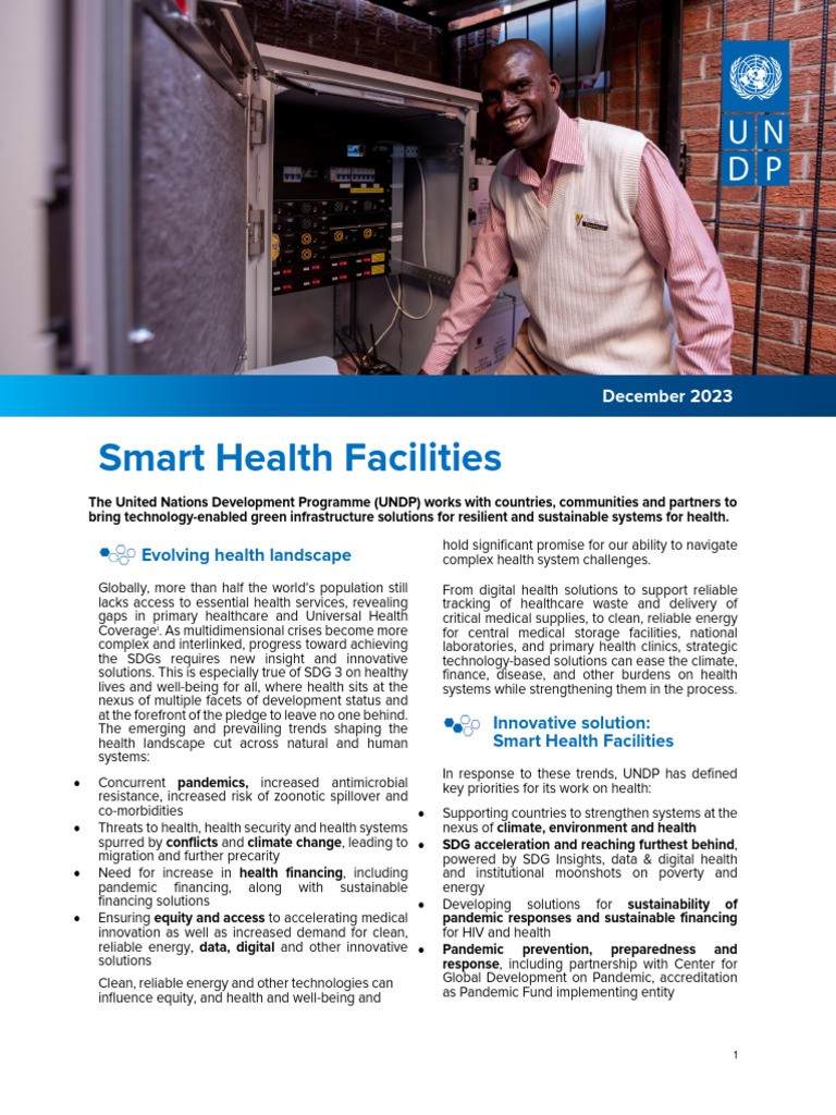 UNDP Smart Health Facilities Brochure | PDF | Pandemic | United Nations ...