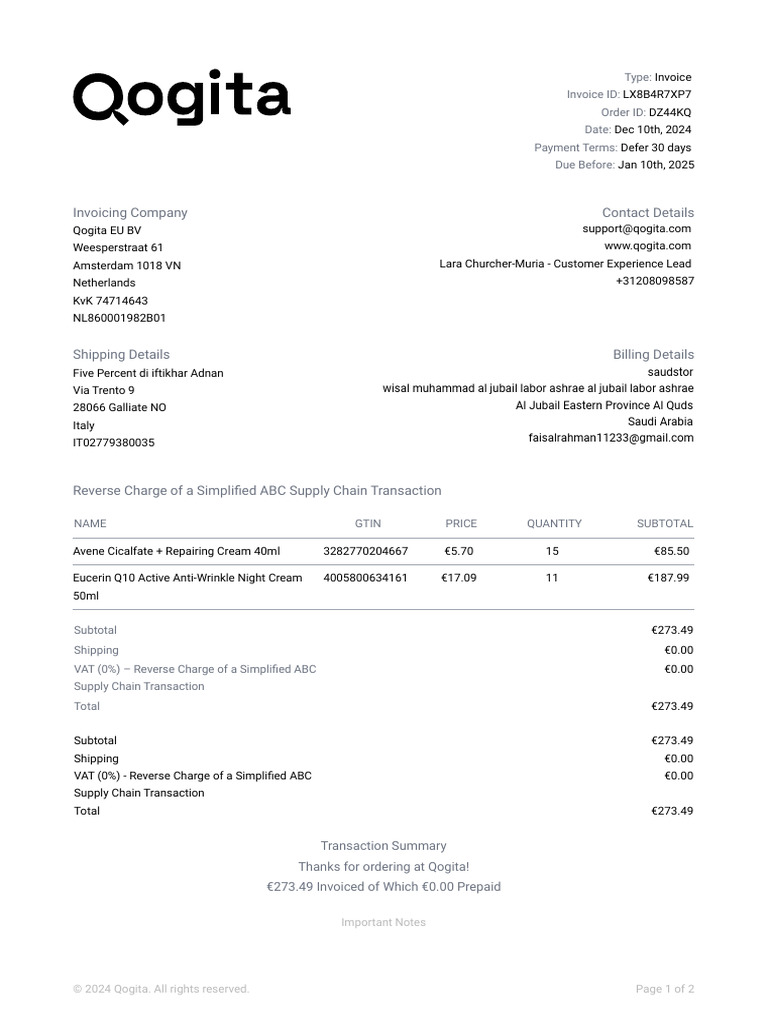 Qogita Invoice LX8B4R7XP7 Details | PDF | Invoice | Economies