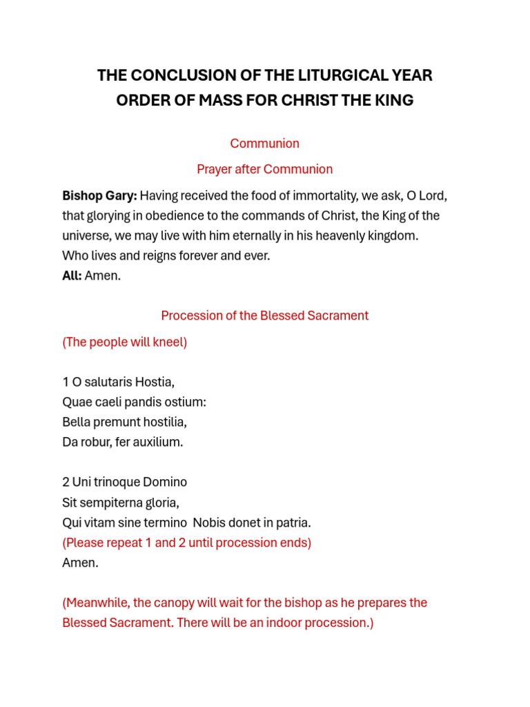 THE CONCLUSION OF THE LITURGICAL YEAR | PDF | Eucharist | Mary, Mother ...