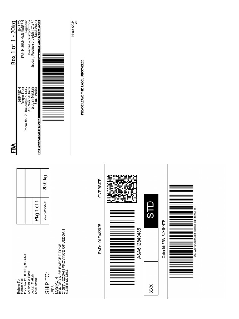 FBA Shipment Details for Jeddah | PDF