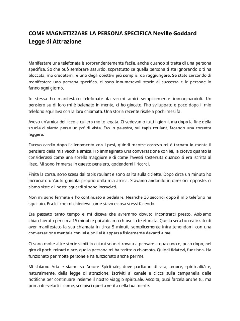 COME MAGNETIZZARE LA PERSONA SPECIFICA Neville Goddard Legge Di ...