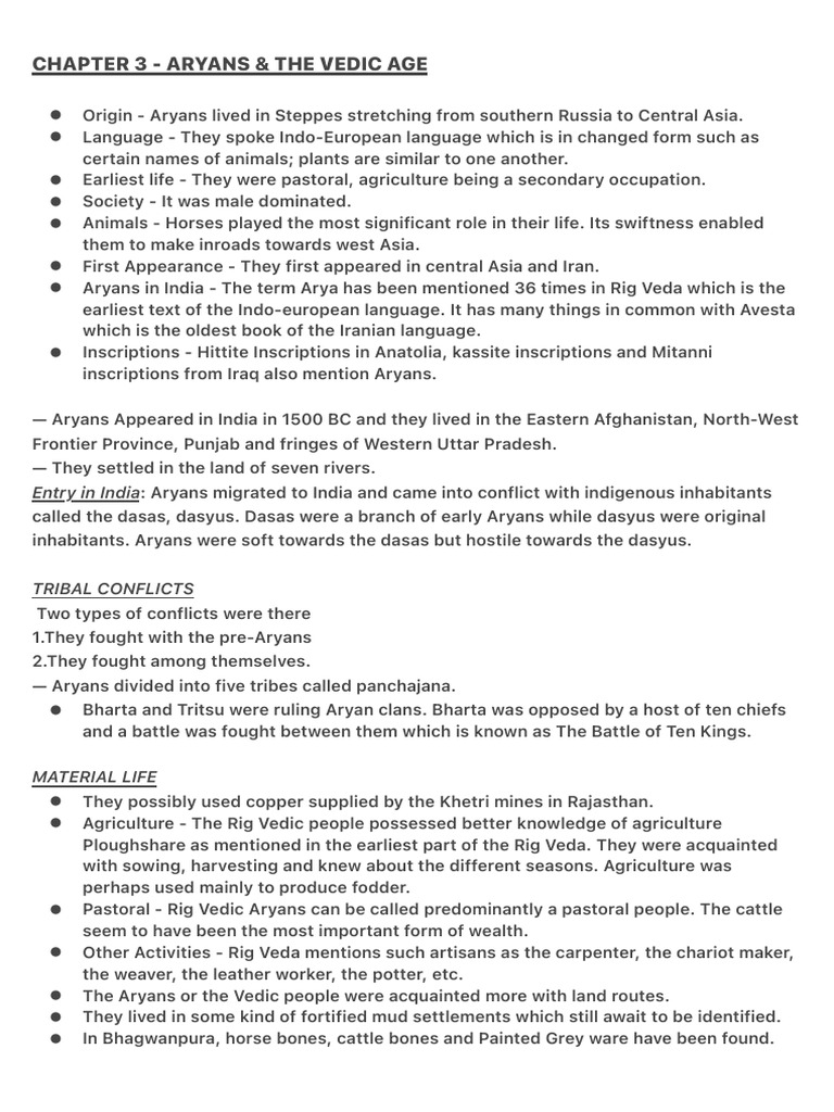 Chapter 3 - Aryans & The Vedic Age | PDF | Vedas | Indian Religions