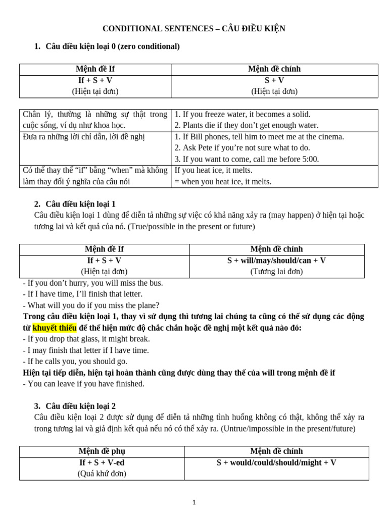 Conditional Sentences Full NC | PDF