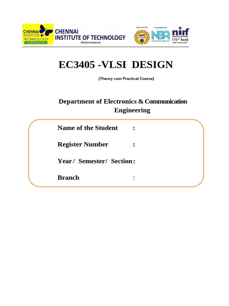 VLSI Design Course Overview and Practices | PDF | Logic Gate | Cmos