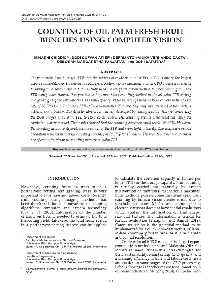 Computer Vision for Oil Palm Fruit Counting | PDF | Image Segmentation ...