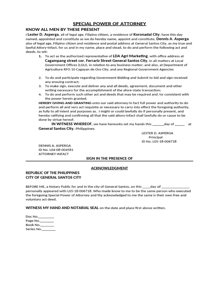 Special Power of Attorney | PDF | Power Of Attorney | Government