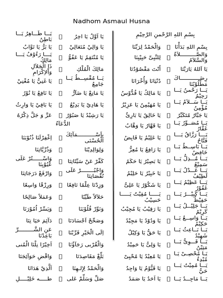 Nadhom Asmaul Husna PDF | PDF