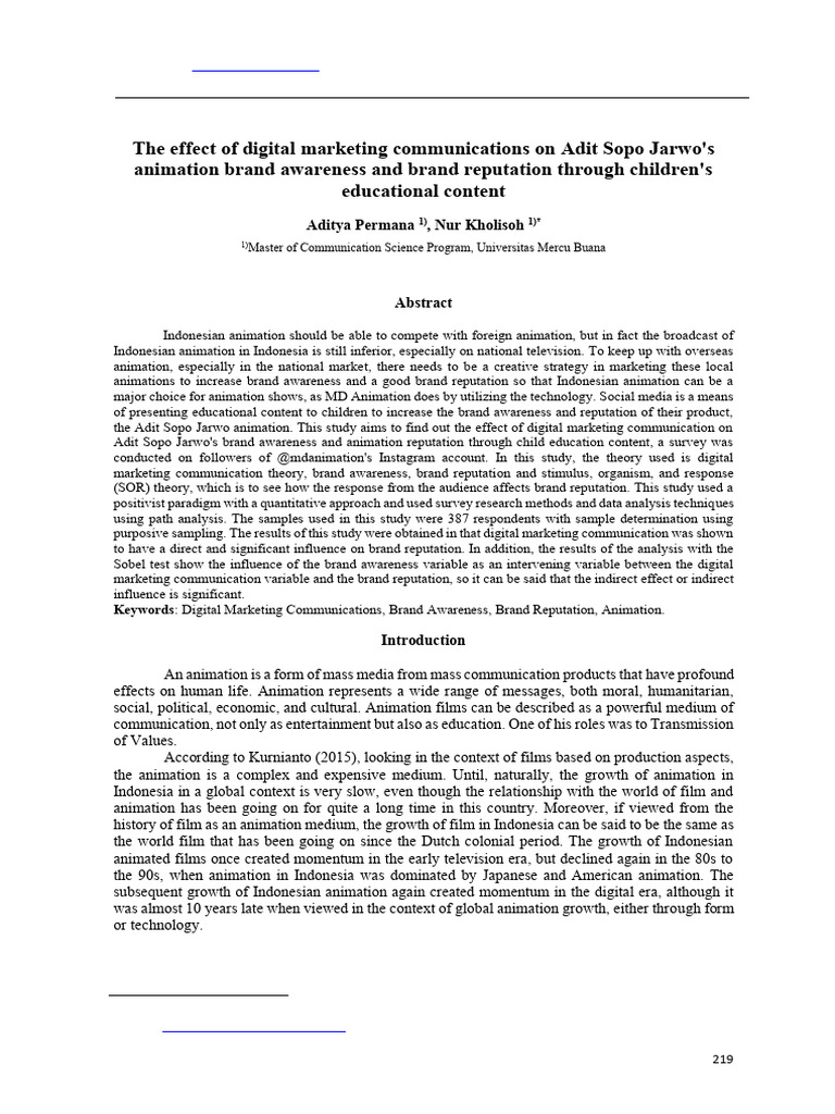 Digital Marketing Impact on Animation Brands | PDF | Coefficient Of ...