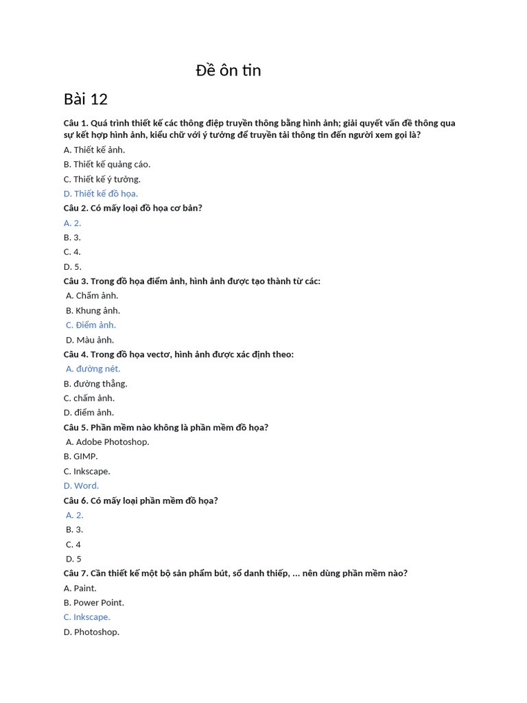 Đề ôn tin 4 | PDF