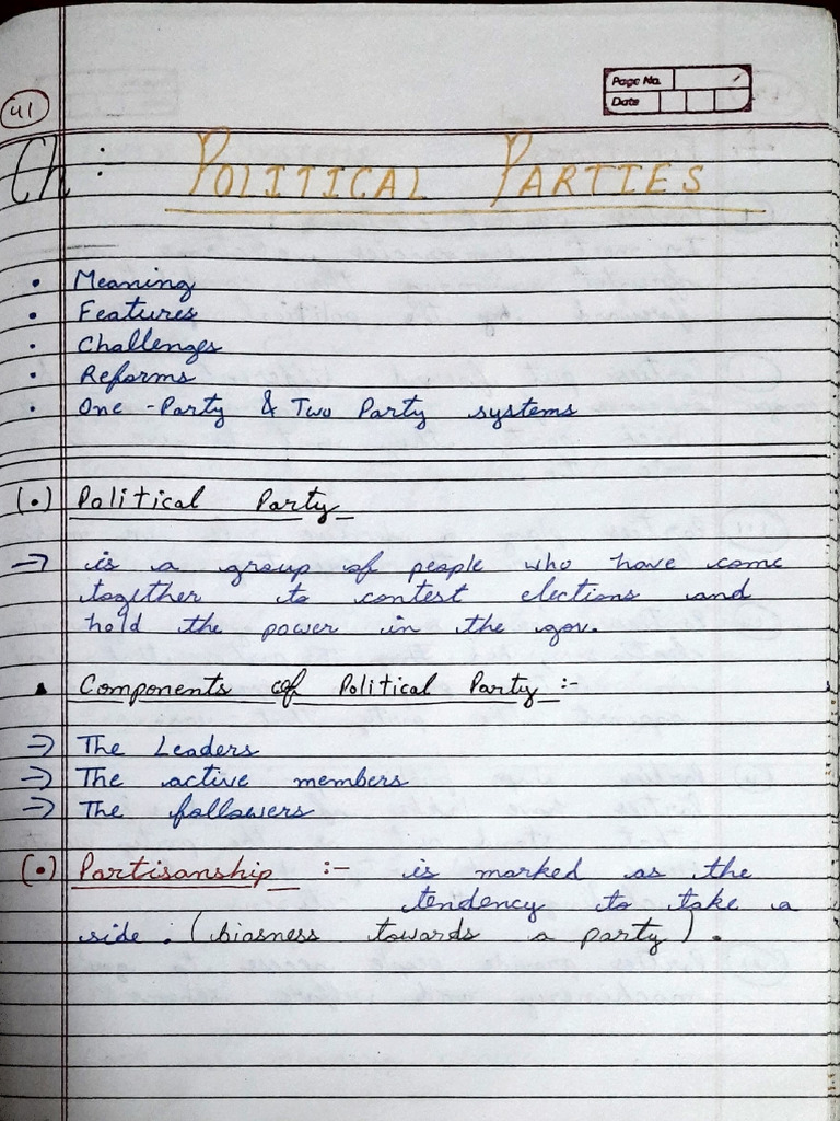 Class 10 Political Parties Notes | PDF