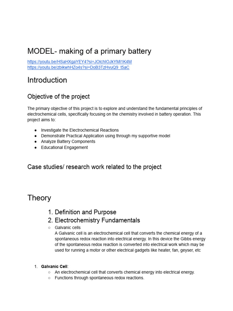 Chem Investigatory Project research material | PDF | Electrode | Anode