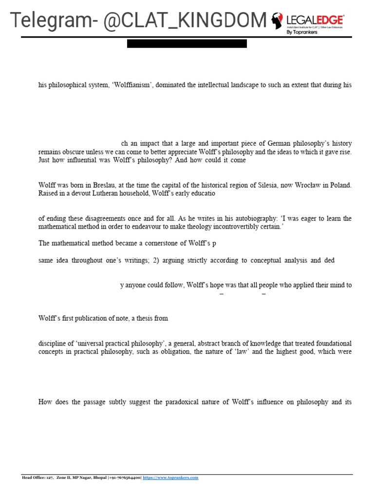 Christian Wolff's Philosophical Impact | PDF