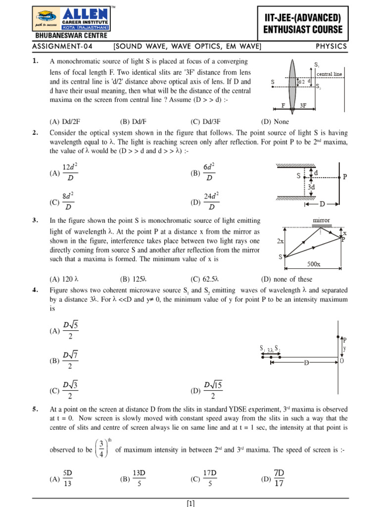 Physics Assignment on Sound Waves and Optics | PDF | Amplitude | Waves