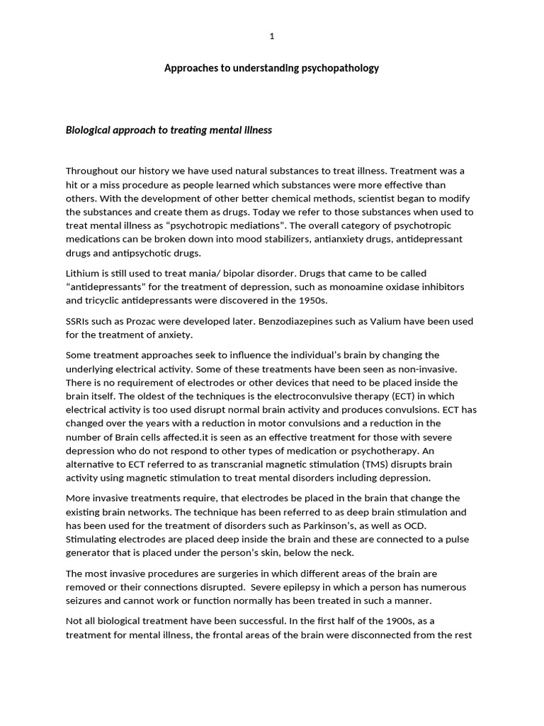 Understanding Psychopathology Treatments | PDF | Neurotransmitter | Synapse