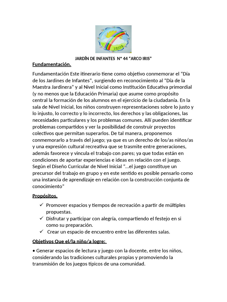 Celebración del Día del Jardín de Infantes | PDF | Educación de la ...