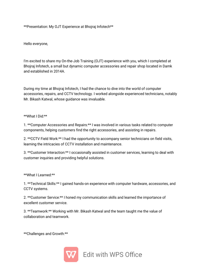 Presentation Ojt Ko Simple Pdf