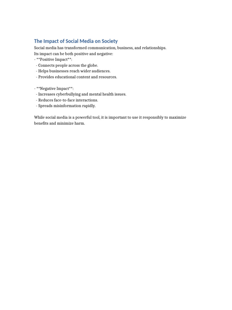 The Impact of Social Media On Society | PDF