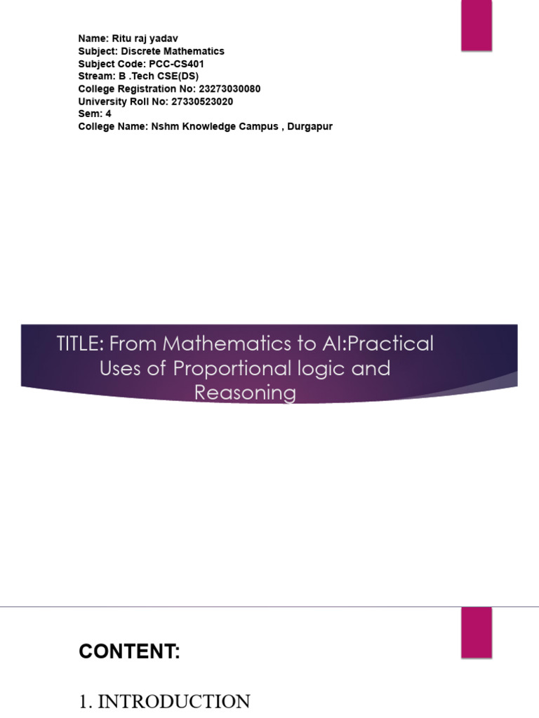 Propositional Logic in AI Applications | PDF