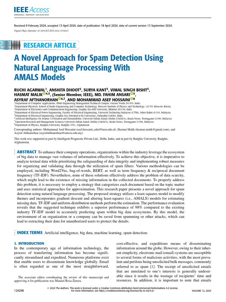 Novel NLP Method for Spam Detection | PDF | Machine Learning | Email Spam