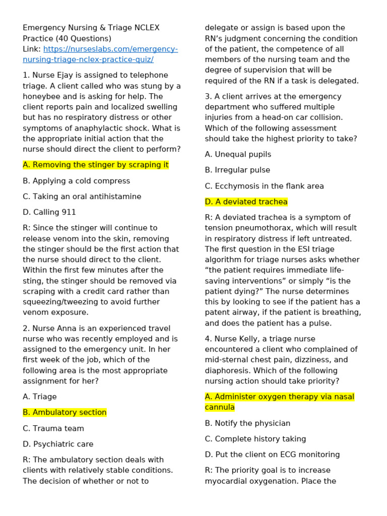 ER-Nurseslabs | PDF | Cardiopulmonary Resuscitation | Traumatic Brain ...