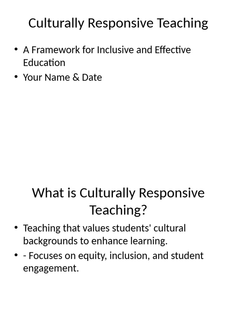 Culturally Responsive Teaching | PDF