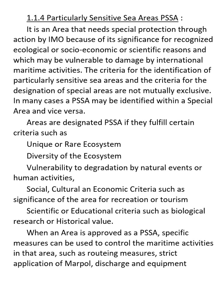 1.1.4 Particularly Sensitive Sea Areas PSSA | PDF