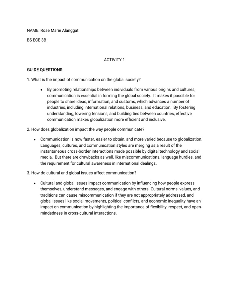 Impact of Communication on Global Society | PDF | Communication ...