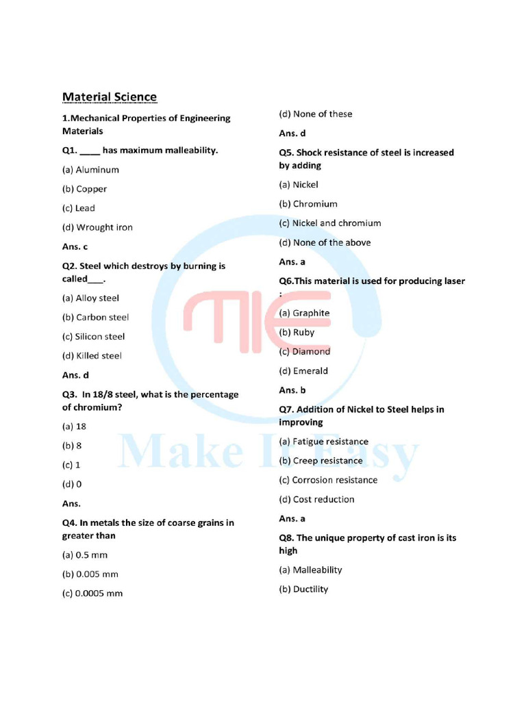 357 RRB JE MCQ Material Science RRB MCQ RRB Material Science | PDF