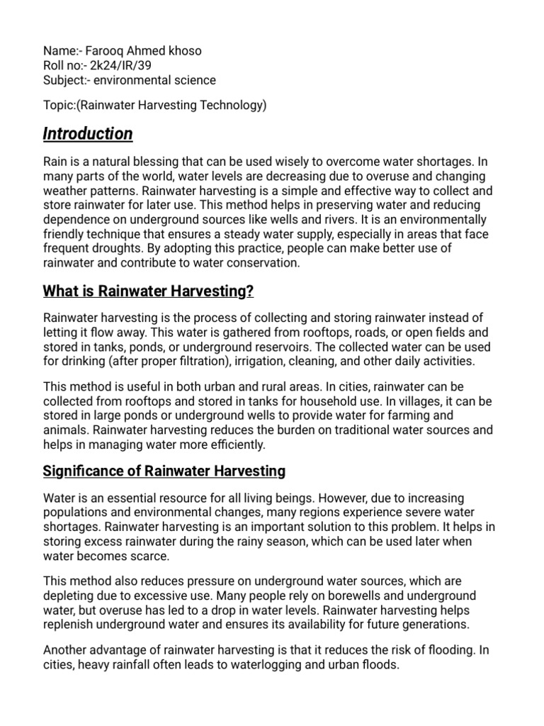Rainwater Harvesting Technologies Explained | PDF | Groundwater | Water