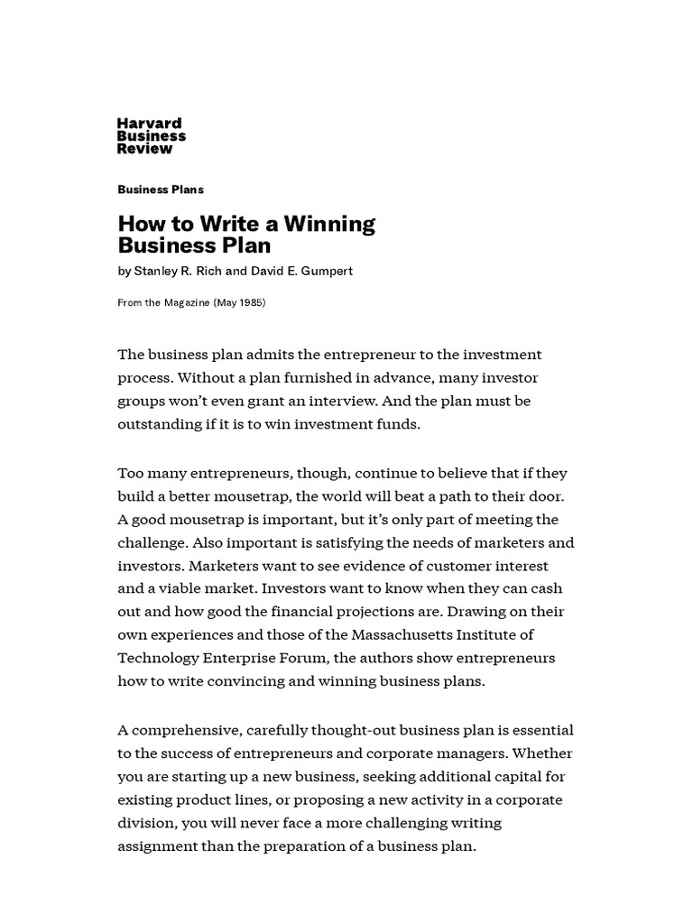 How to Write a Winning Business Plan | PDF | Investing | Entrepreneurship