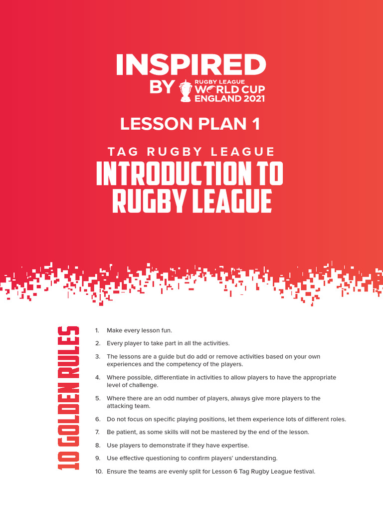 Tag Rugby League Lesson Plans Guide | PDF | Rugby League | Sports