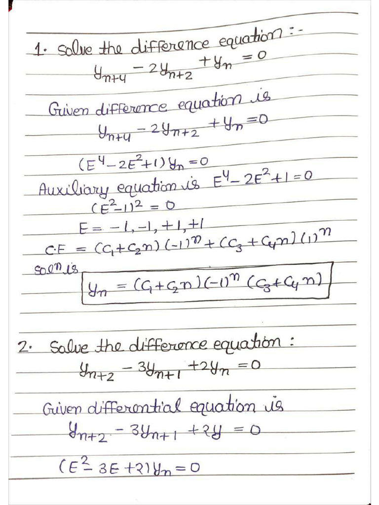 Difference Equations | PDF