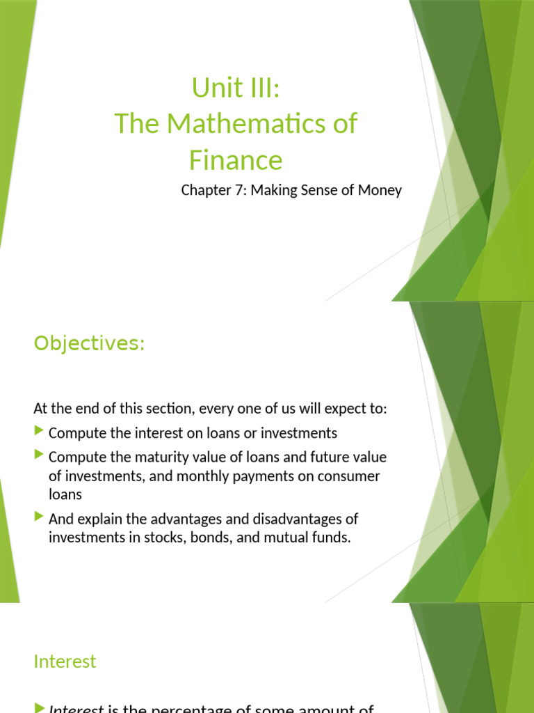 Finance Math: Interest & Investments Guide | PDF | Interest | Compound ...