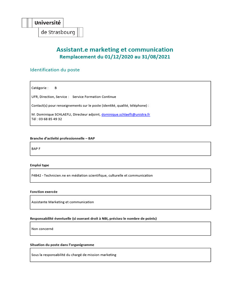 Assistant Marketing et Communication UFR | PDF | Commercialisation | la ...