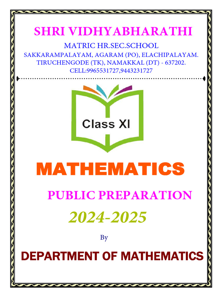XI Mathematics Revision Schedule 2025 | PDF | Matrix (Mathematics) | Slope