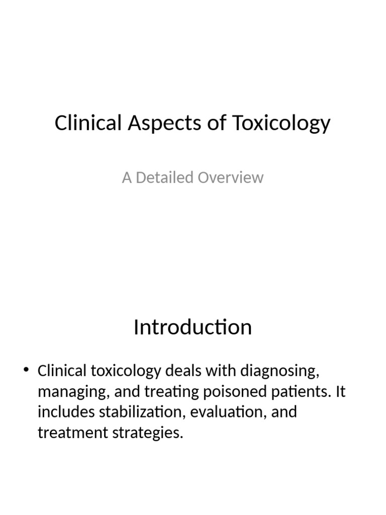 Overview of Clinical Toxicology | PDF | Clinical Medicine | Medical ...