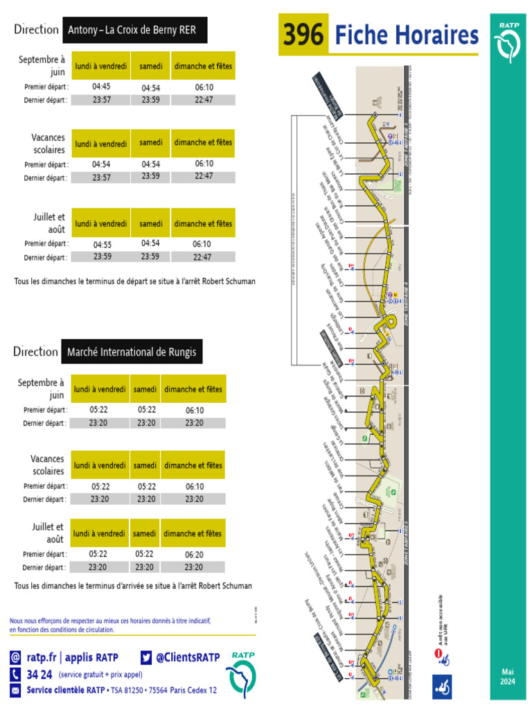 Fiches Horaires Busratp Line-396 Bidirectional | PDF | Transport public