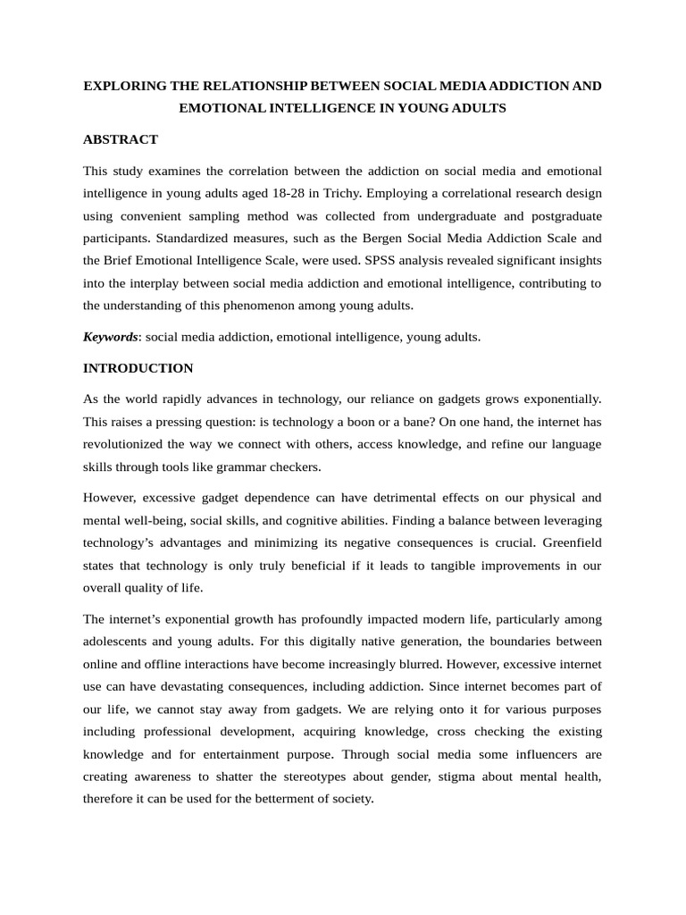 Test 4 Exploring The Relationship Between Social Media Addiction and ...