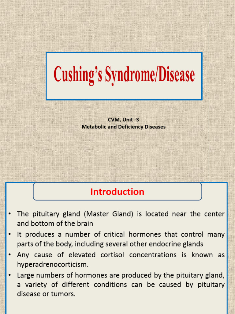 Cushing' Syndrome in Animals | PDF | Diseases And Disorders | Glands