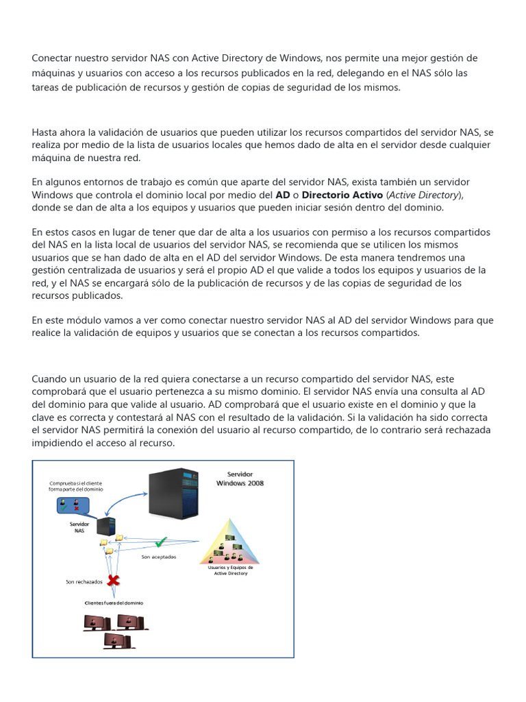 Conexión NAS a Active Directory | PDF | Directorio Activo | Servidor ...