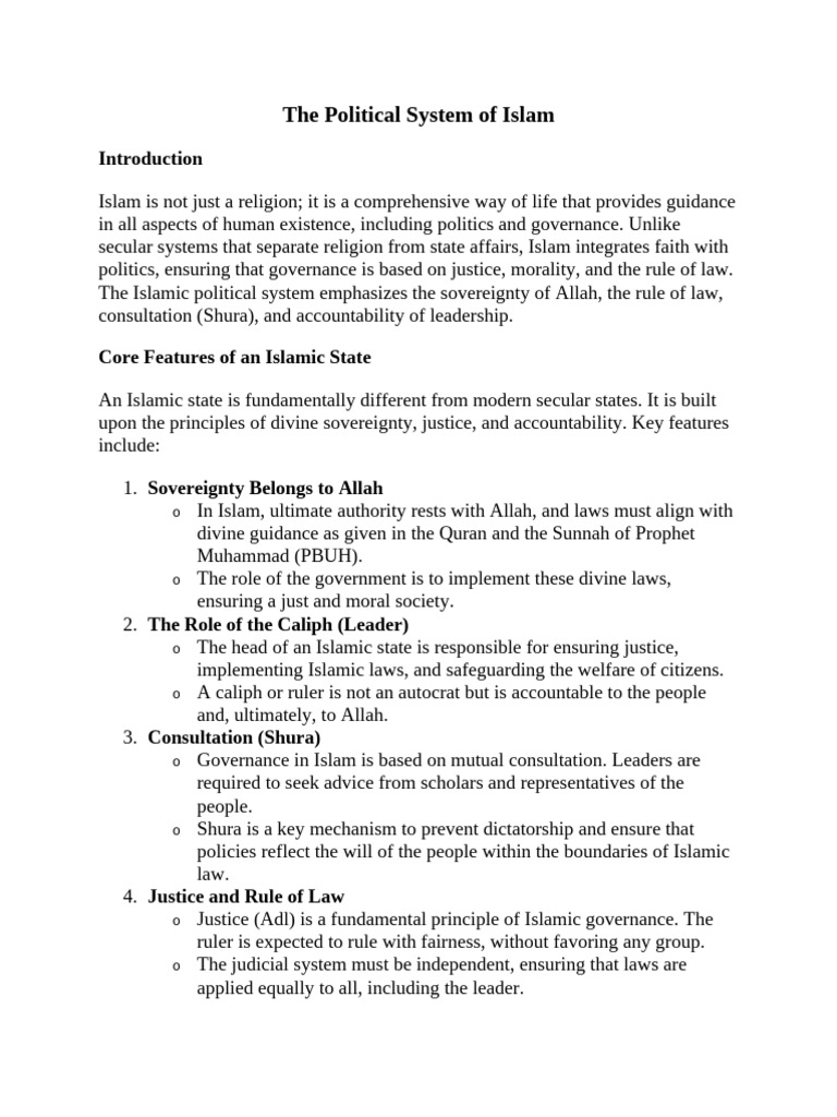 Islamic Political System Explained | PDF | Caliphate | Shura