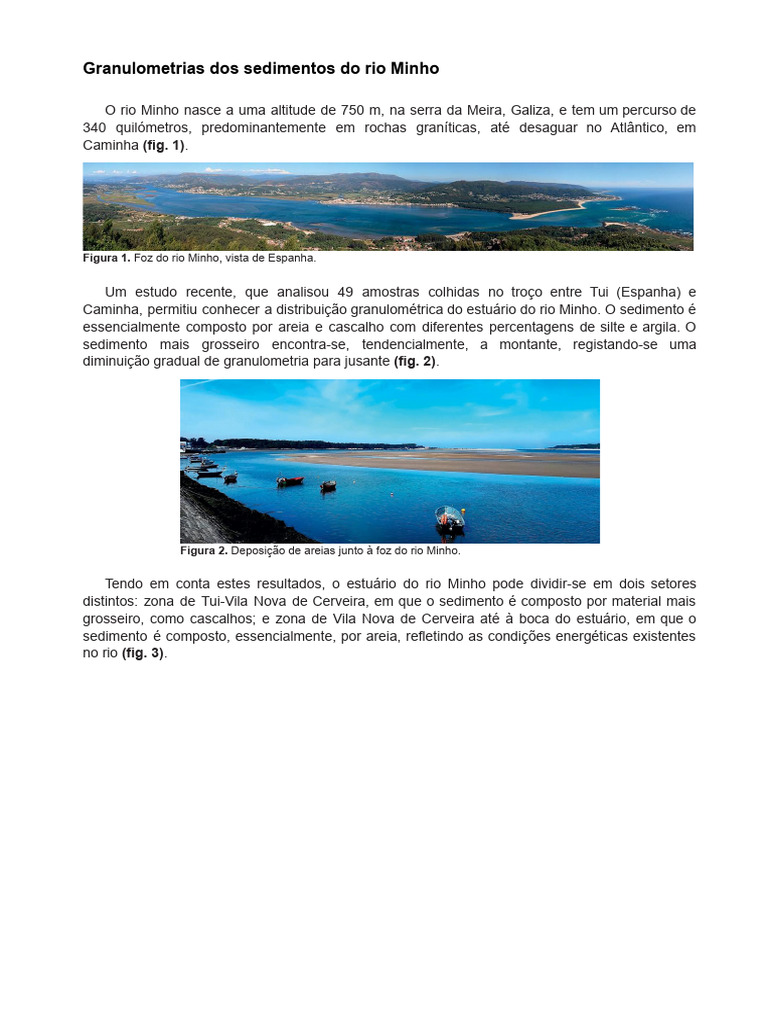 Granulometria dos Sedimentos do Rio Minho | PDF | Sedimento | Ciências ...