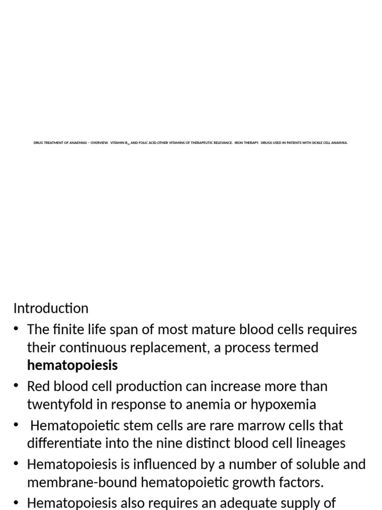 Drug Treatment of Anaemias - Overview | PDF | Anemia | Vitamin B12