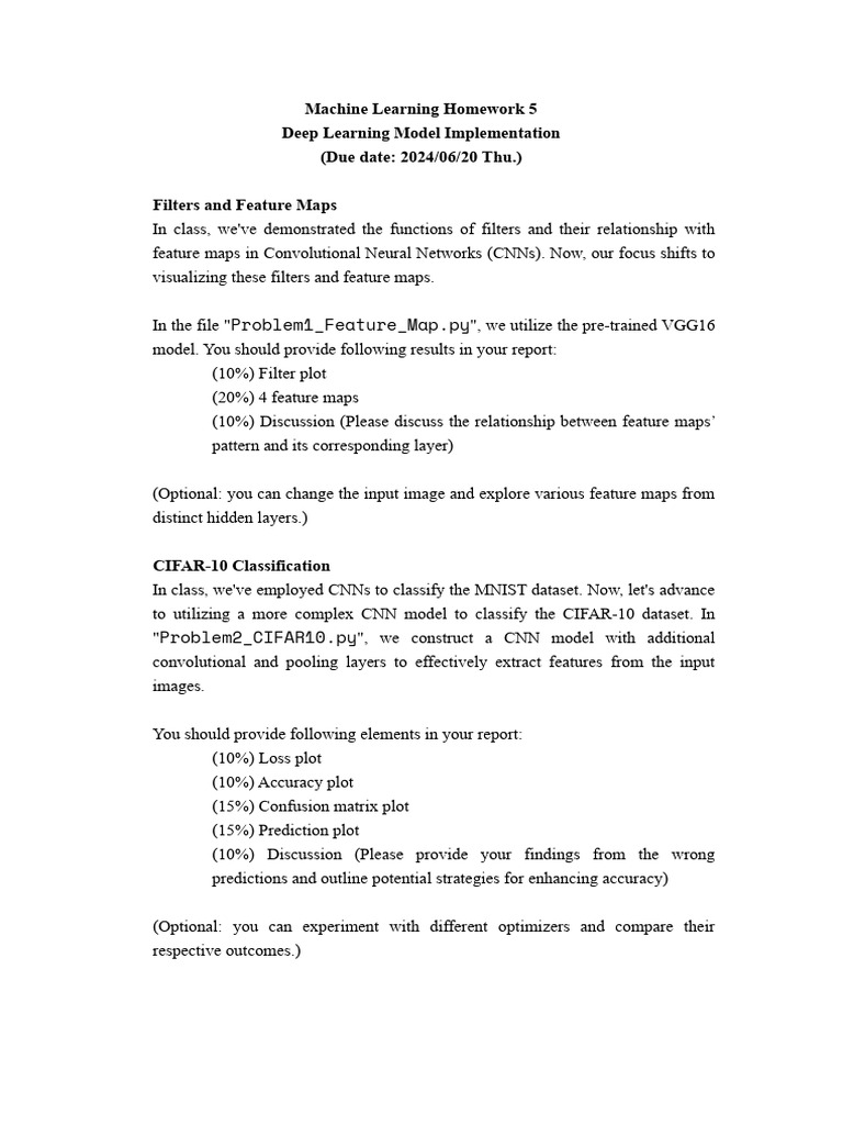 Deep Learning Homework 5 Guide | PDF