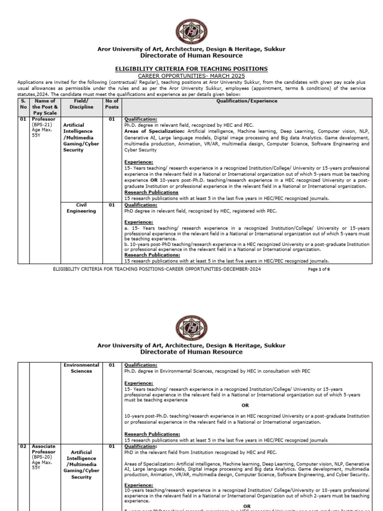 Eligibility Criteria Teaching Opportunities March 2025 | PDF ...